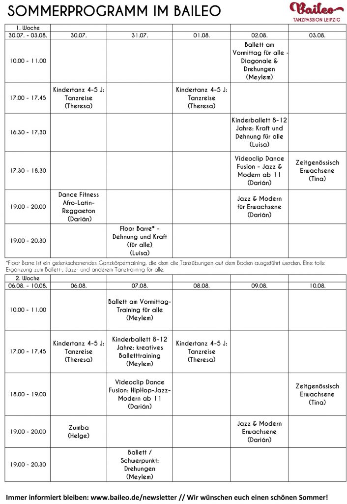 sommer tanzprogramm