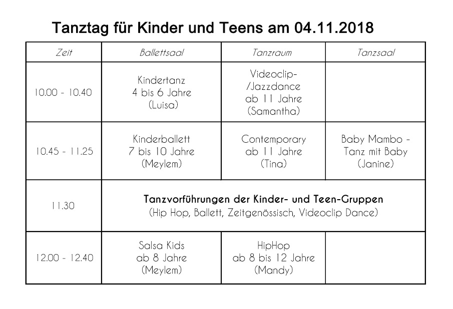 kindertanz, ballett, contemporary, hip hop